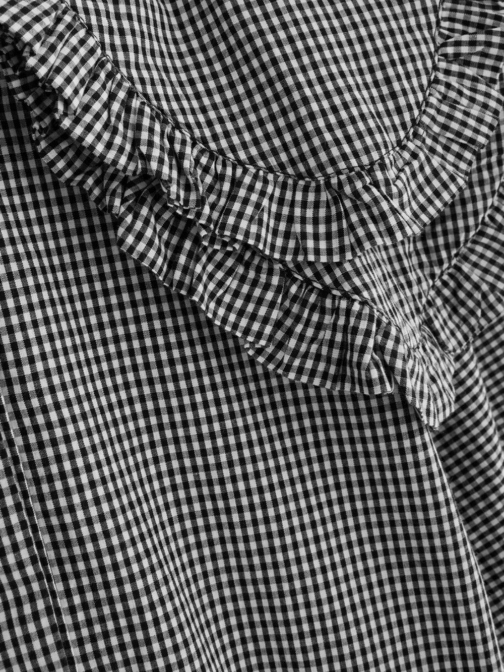 Damson Madder Black & White Gingham Ruffle Collar Blouse - Picture 5 of 8